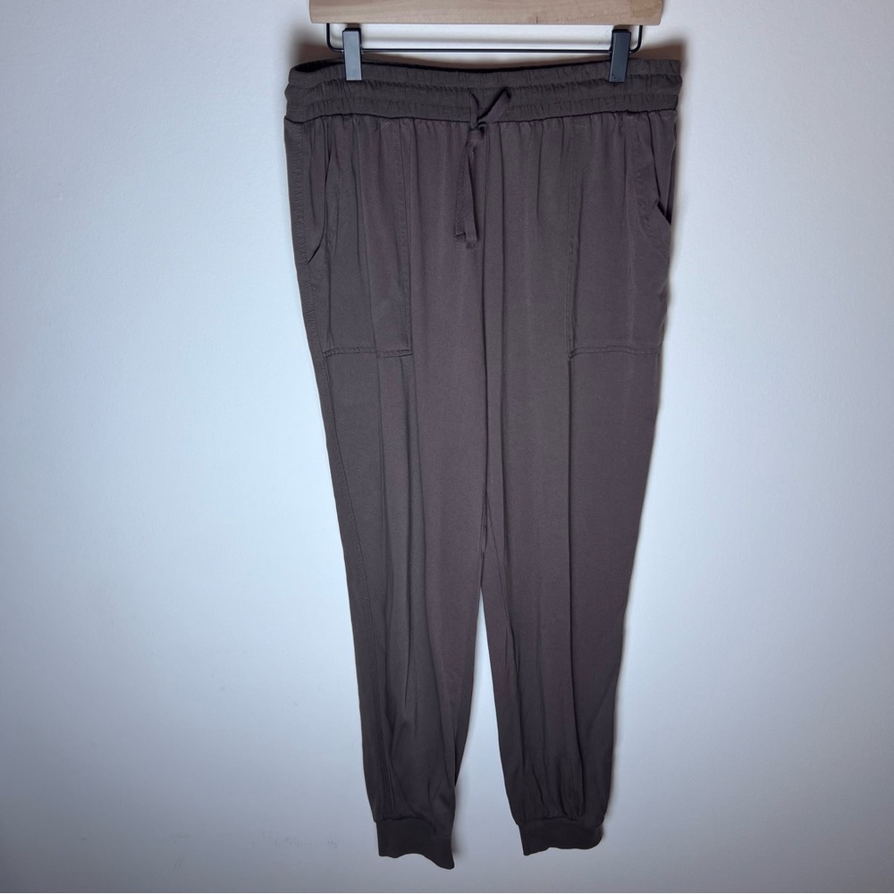Splendid Cozy Women’s Joggers - Drawstring Carbon Brown Rayon Pants - Large
